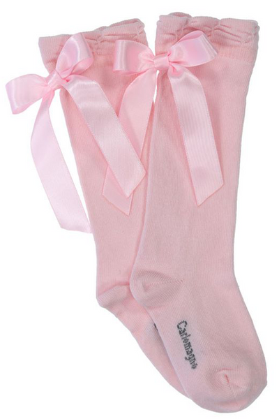 Cotton Knee Socks with Back Bow