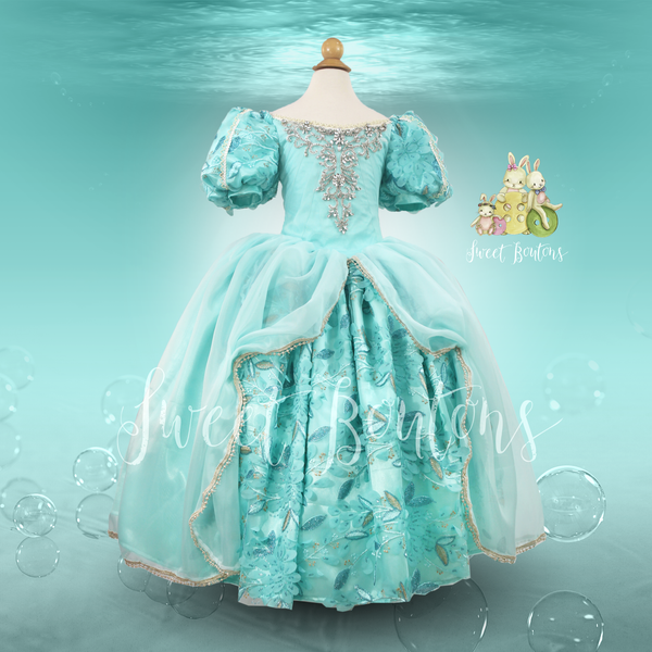 Ariella Sea Princess Green Couture Gown