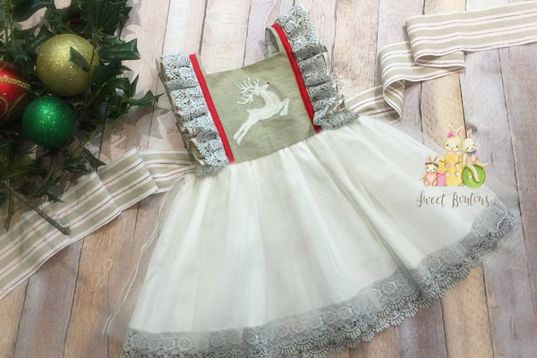 Reindeer Tulle Holiday Dress Size 7/8