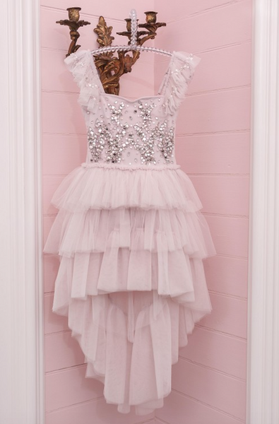 Cleo Soft Pink Beaded Tulle Dress