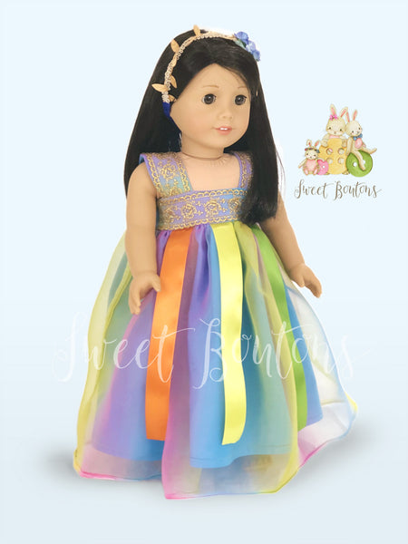 AllyGrace Rainbow Maxi dress with Ribbon