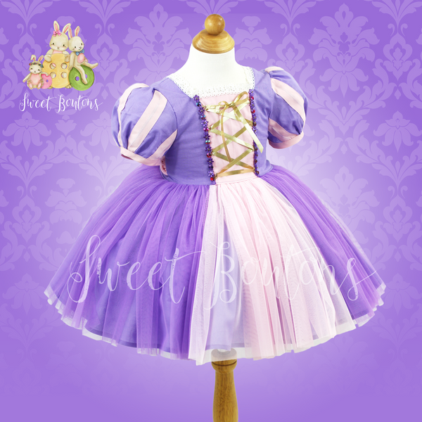Rapunzel Short Puff Sleeves Cotton Dress
