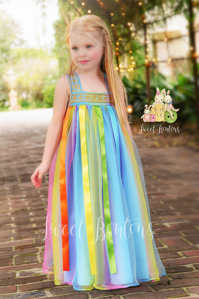 AllyGrace Rainbow Maxi dress with Ribbon