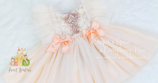 Sparkly Ivory/Rose Princess Dress