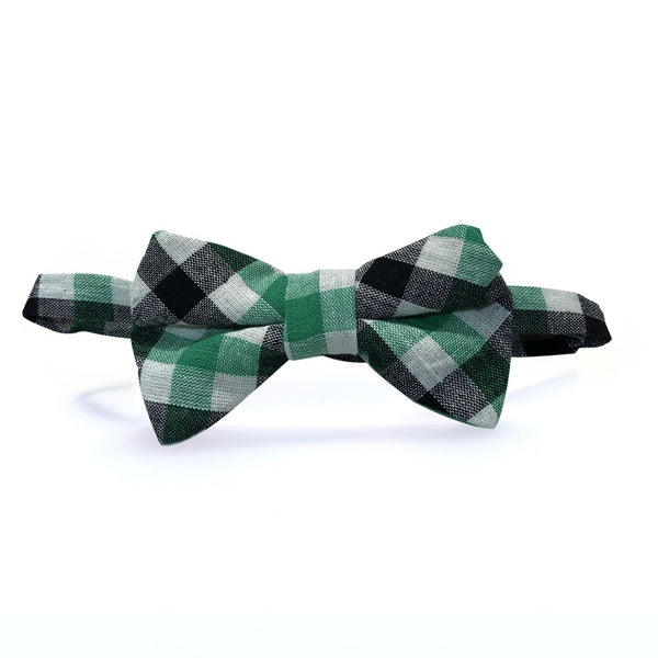 Boys Classic Gingham Bow Tie - Green